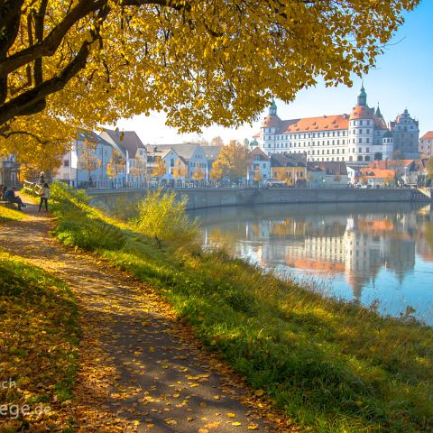 Neuburg Urdonautal 002 Neuburg an der Donau - Goldender Oktobertrag mit Blick auf das Reinaissanceschloss (1527-1538)